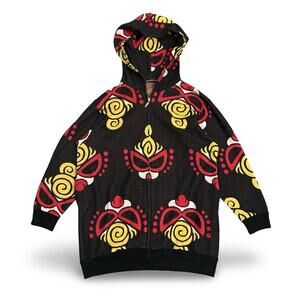 Hysteric Glamour Black Hoodie with Red and Yellow Graphic Motif